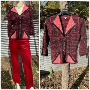 Elaris Knit Patchwork Lace Art to Wear Cardigan Sweater